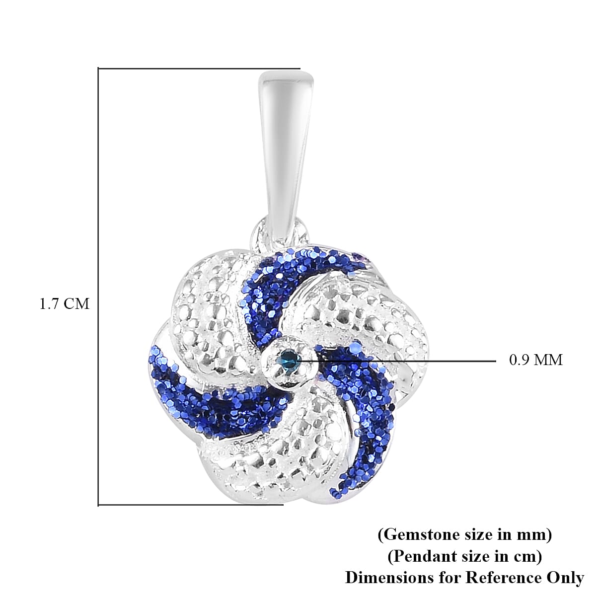 Blue Diamond Swirl Design Pendant in Sterling Silver