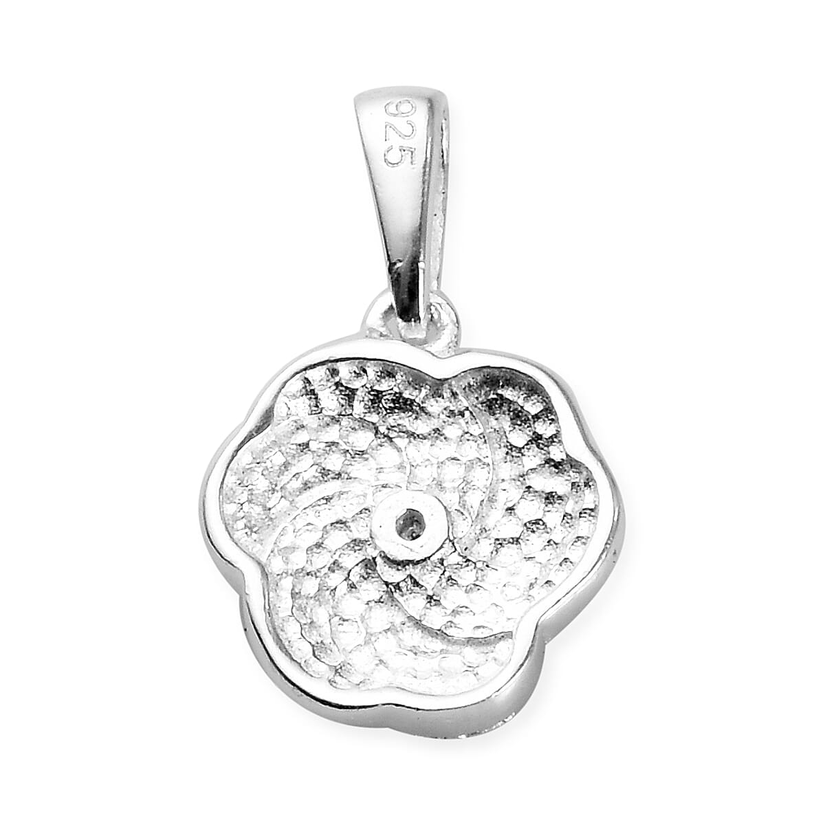 Red Diamond  Swirl Design Pendant in Sterling Silver