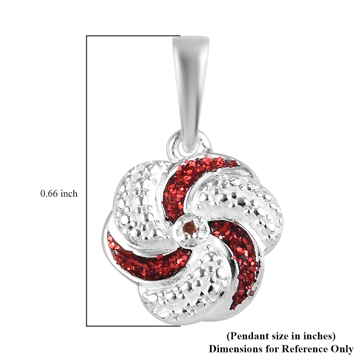 Red Diamond  Swirl Design Pendant in Sterling Silver
