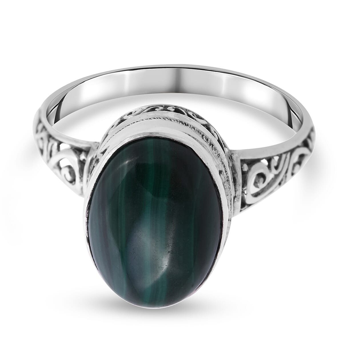 Royal Bali Collection - Malachite Ring in Sterling Silver 7.50 Ct.