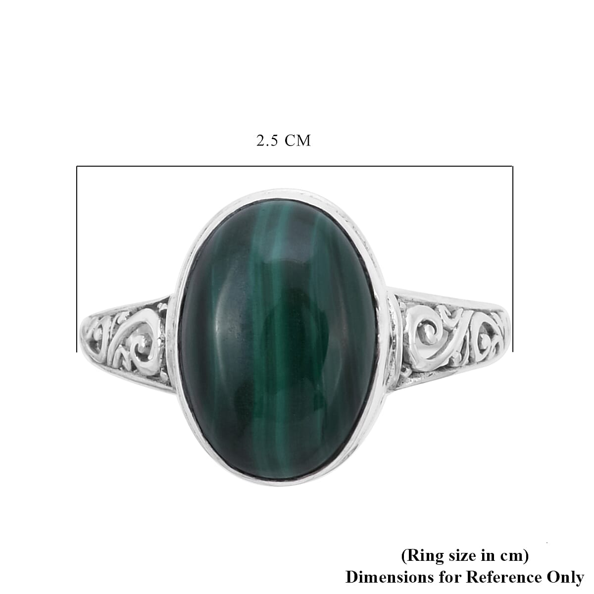 Royal Bali Collection - Malachite Ring in Sterling Silver 7.50 Ct.