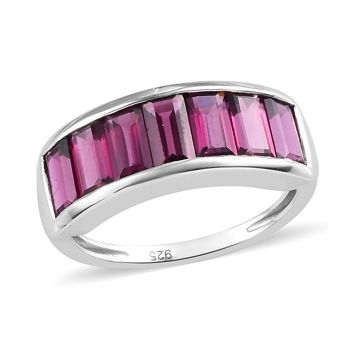 Purple Garnet Half Eternity Band Ring in Platinum Overlay Sterling Silver 3.00 Ct.