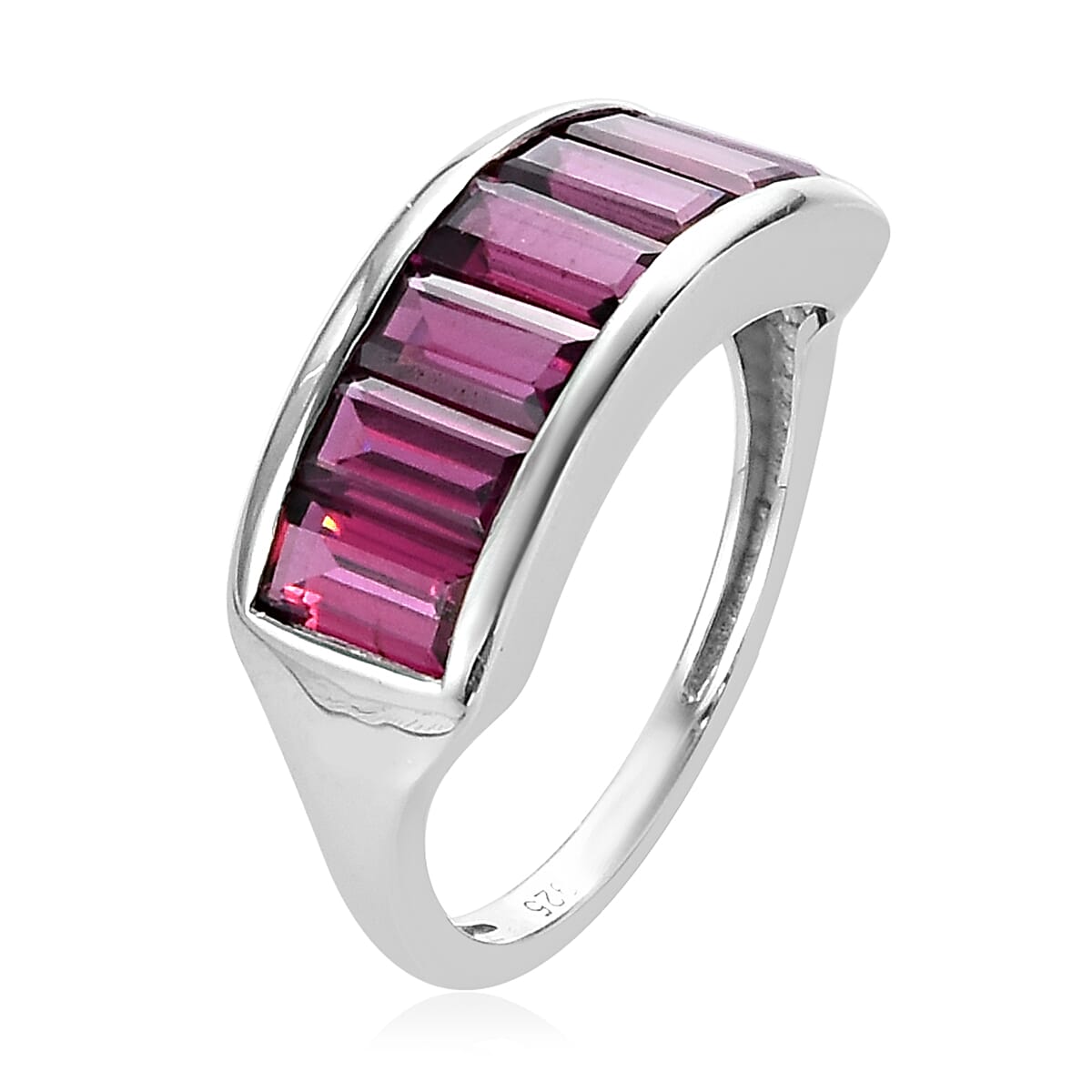 Purple Garnet Half Eternity Band Ring in Platinum Overlay Sterling Silver 3.00 Ct.