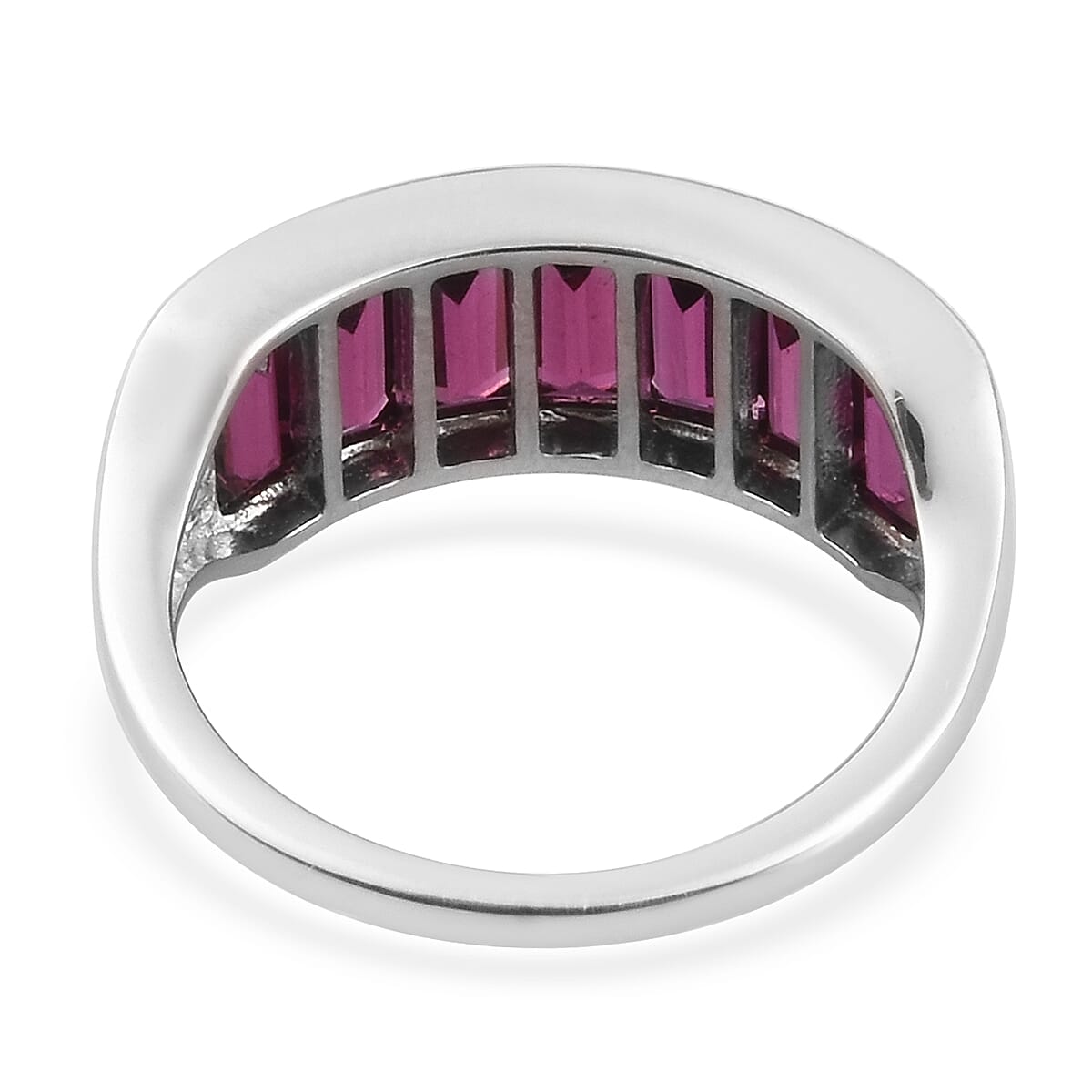 Purple Garnet Half Eternity Band Ring in Platinum Overlay Sterling Silver 3.00 Ct.
