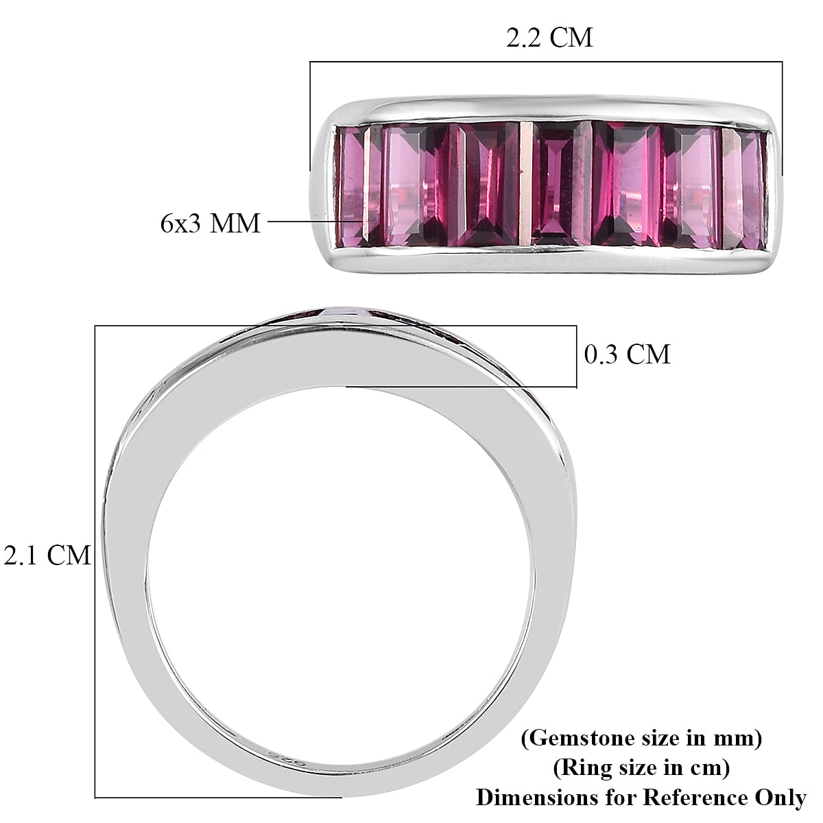 Purple Garnet Half Eternity Band Ring in Platinum Overlay Sterling Silver 3.00 Ct.