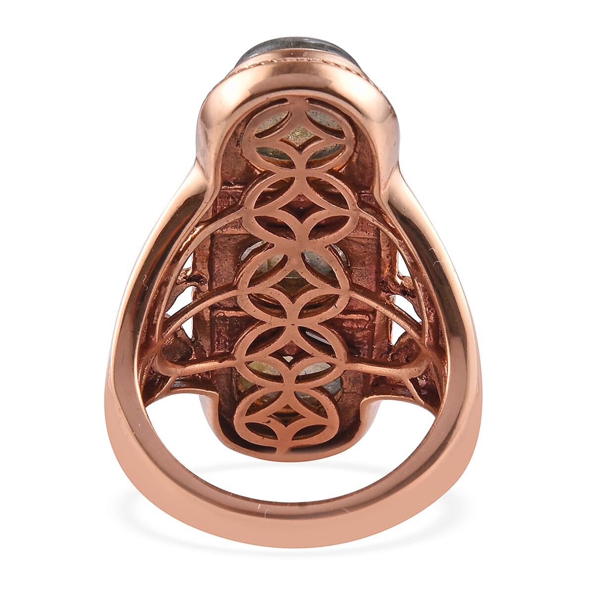 Labradorite Three Stone Ring in Bronze 7.25 Ct.