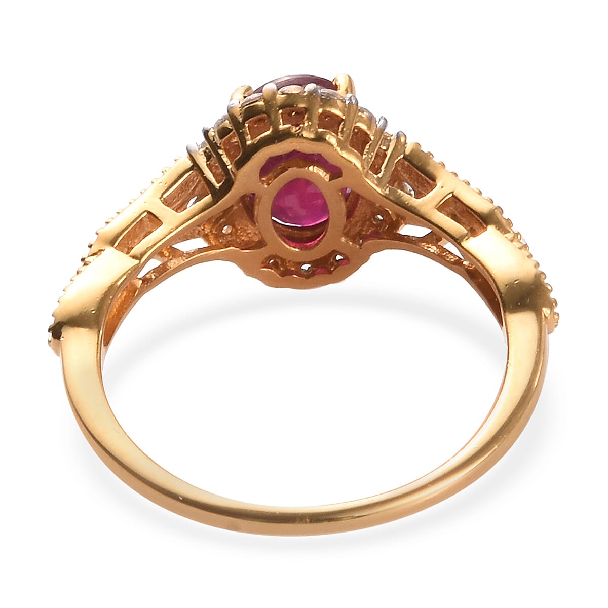 African Ruby and Natural Cambodian Zircon Ring in 14K Gold Overlay Sterling Silver 1.98 Ct.