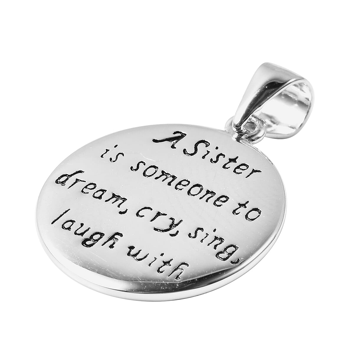 Sterling Silver Reversible Enamelled Heart Vine and Engraved Pendant