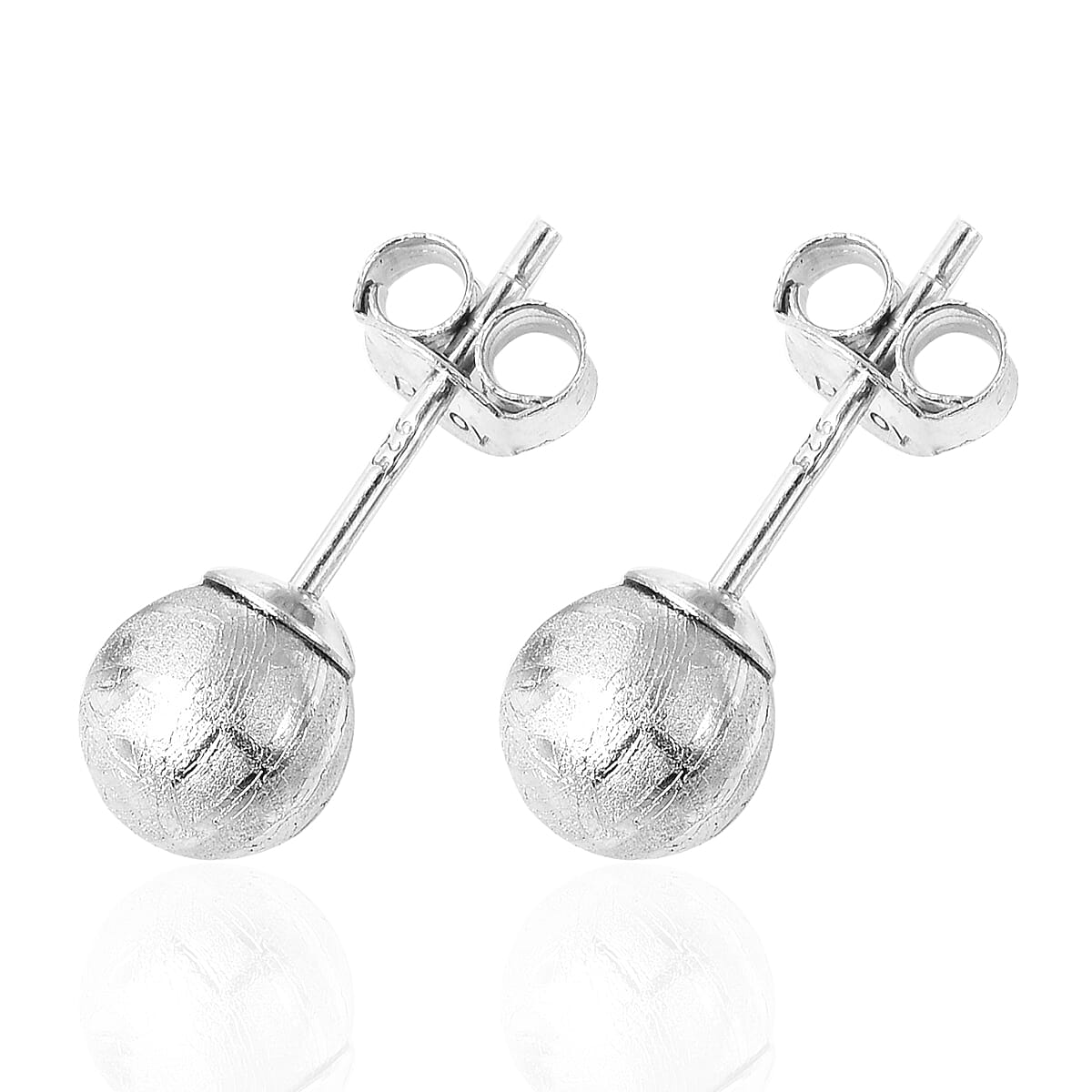 Meteorite Stud Earrings (with Push Back) in Rhodium Overlay Sterling Silver 8.50 Ct.