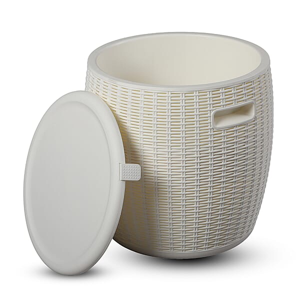 Weatherproof Patio Furniture Ice Bucket with Lid and Handle in White