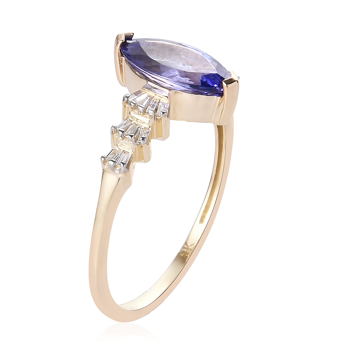 9K Yellow Gold Tanzanite and Diamond Ring 1.16 Ct.