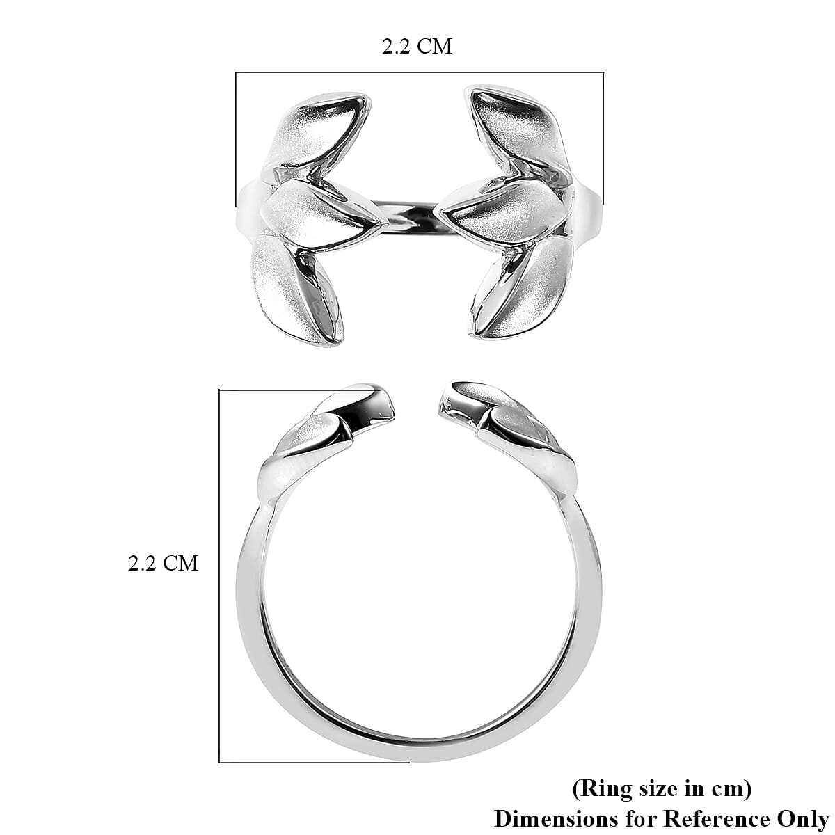 RACHEL GALLEY Sandblast Collection - Rhodium Overlay Sterling Silver Three-Leaf Design Ring