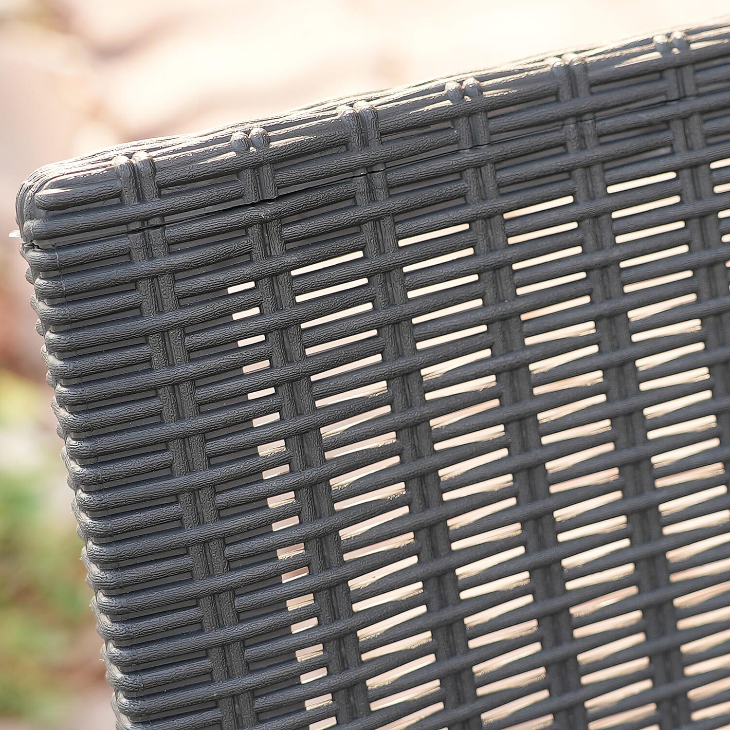 4 Piece Set - Durable Outdoor Rattan Style Sofa Set with Four Seat Cushion (Includes one Loveseat, Two Armchairs and Coffee Table) - Black & Khaki