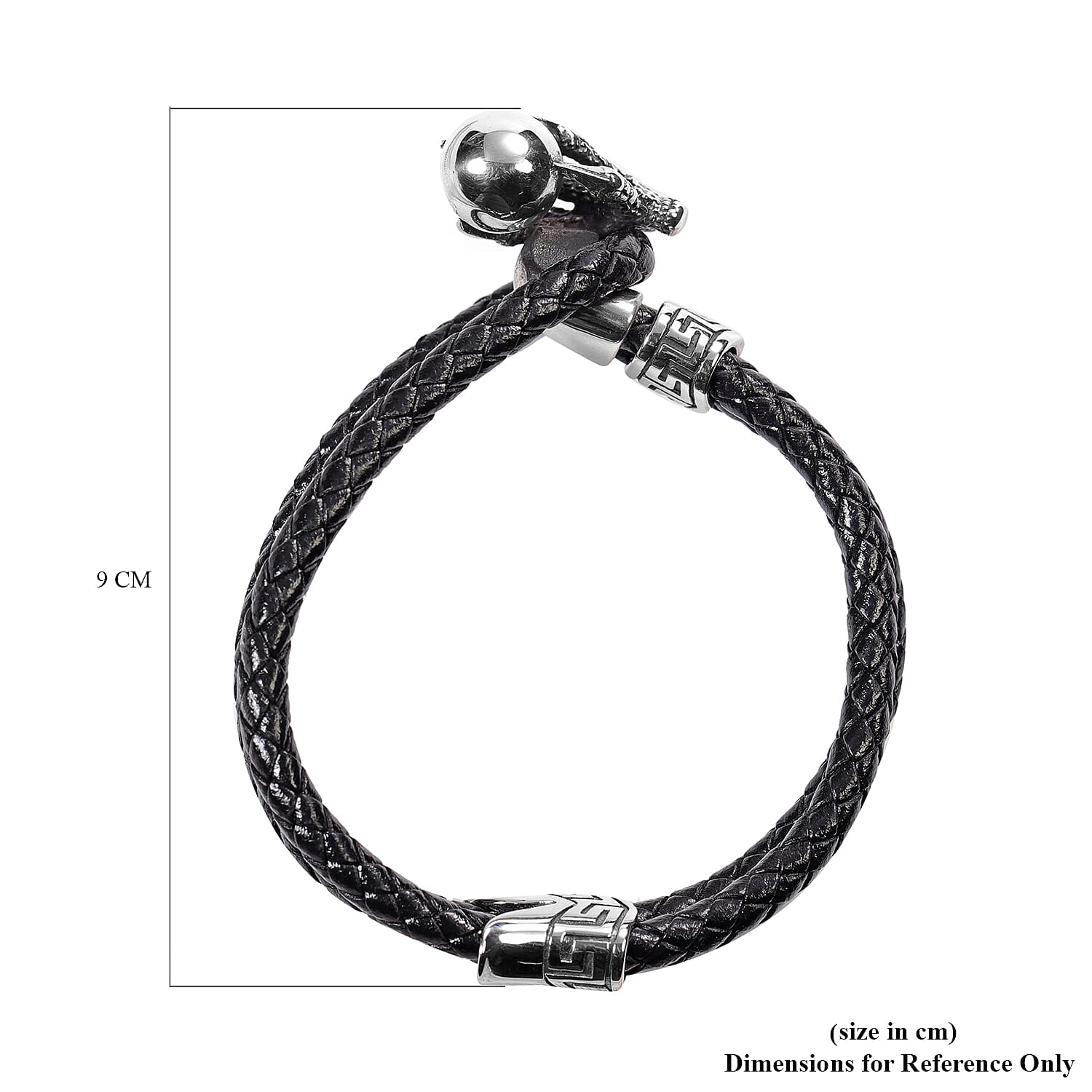 MP Braided Leather Bracelet (Size 7.5) in Stainless Steel