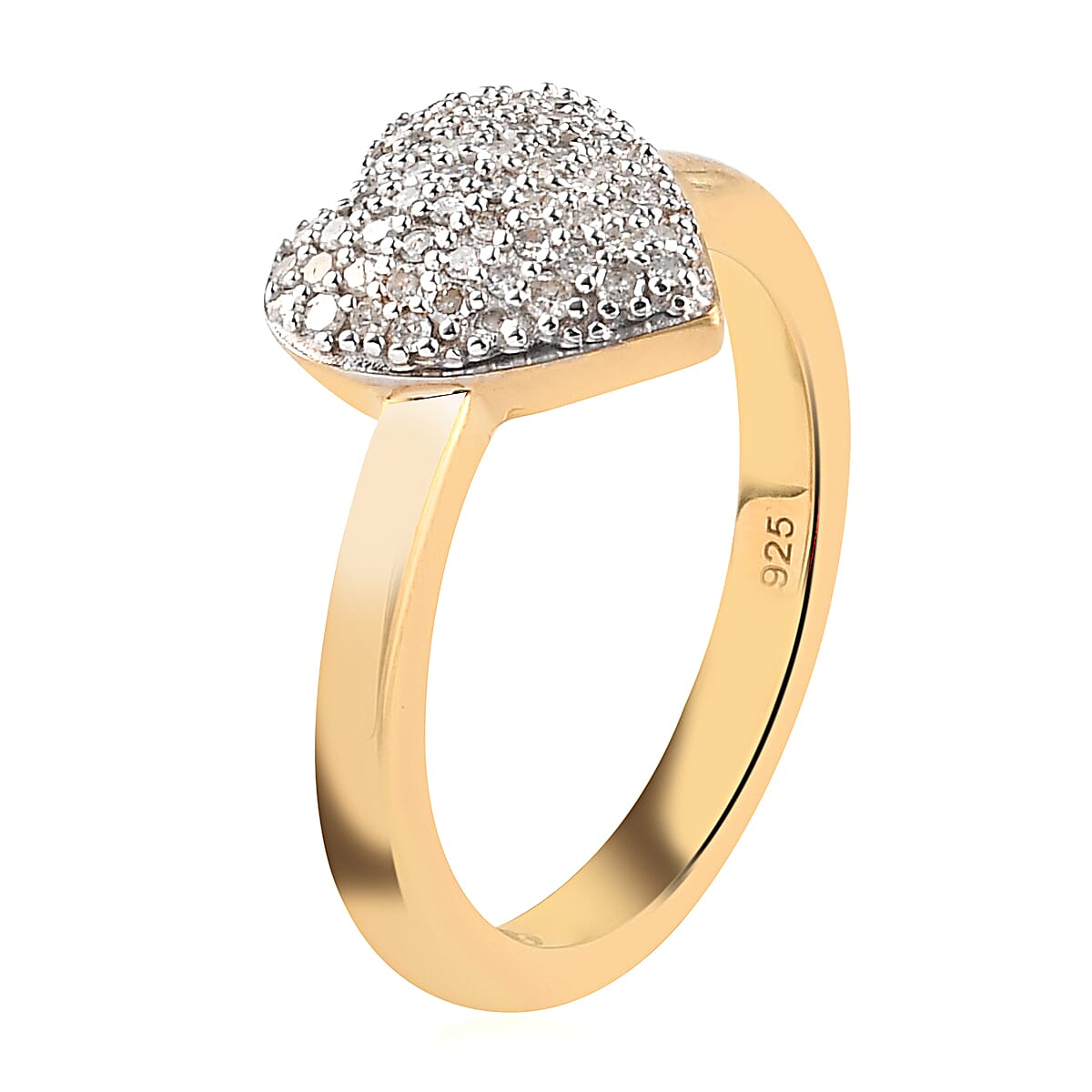 Diamond Heart Ring in 14K Gold Overlay Sterling Silver 0.30 Ct.