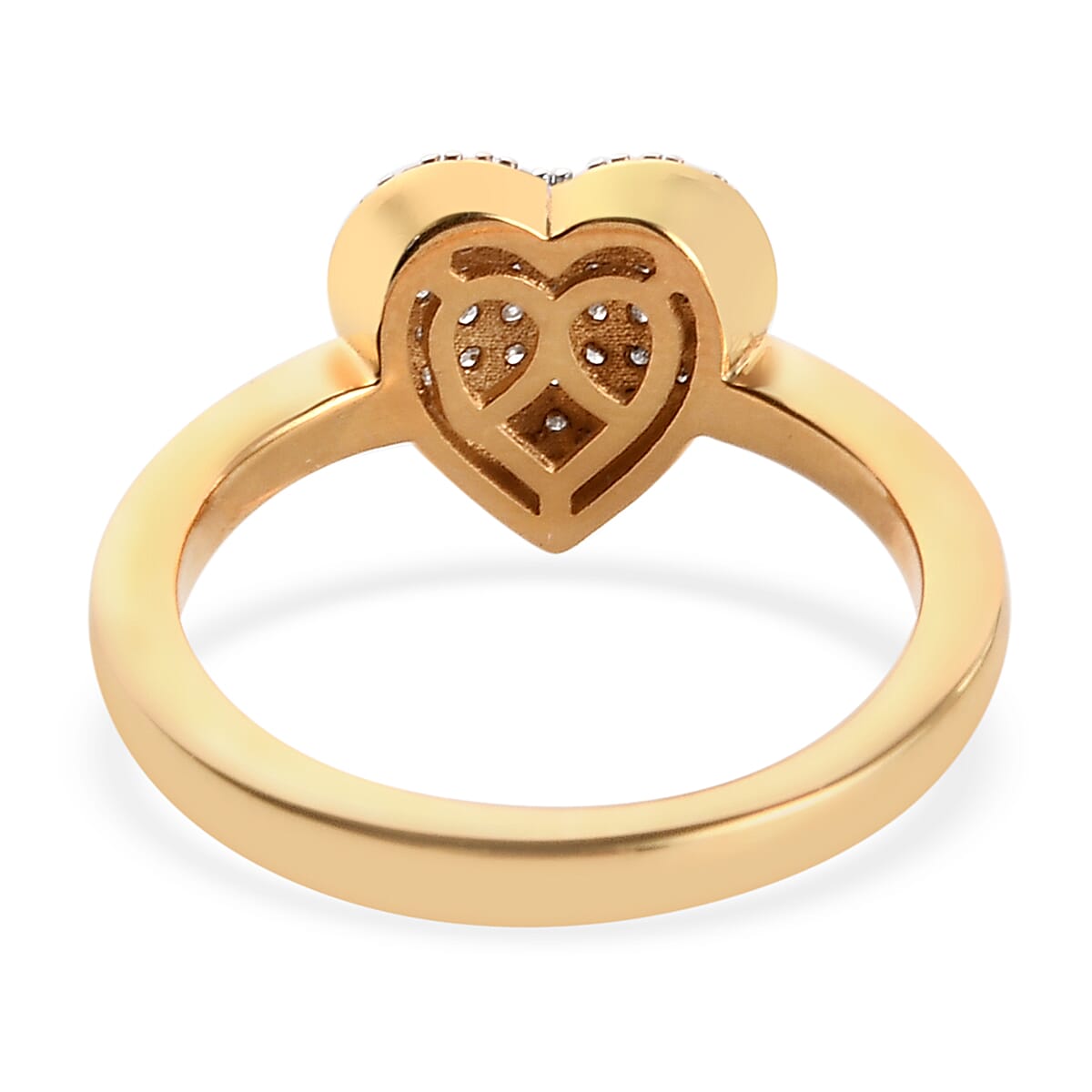 Diamond Heart Ring in 14K Gold Overlay Sterling Silver 0.30 Ct.