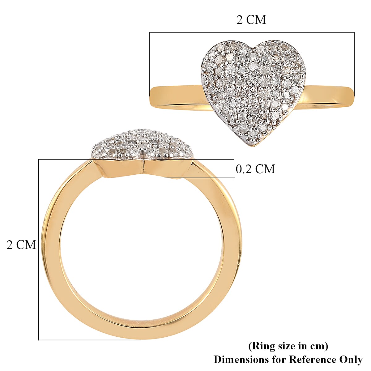 Diamond Heart Ring in 14K Gold Overlay Sterling Silver 0.30 Ct.