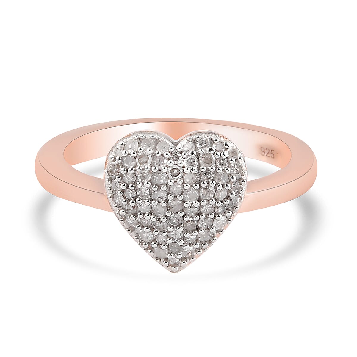 0.33 Ct. White Diamond Heart Cluster Ring in Rose Gold Plated Sterling Silver