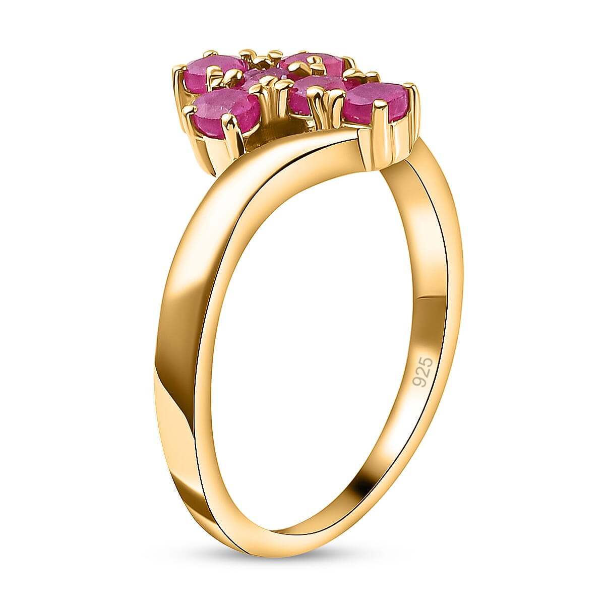 African Ruby Cross Ring in Sterling Silver