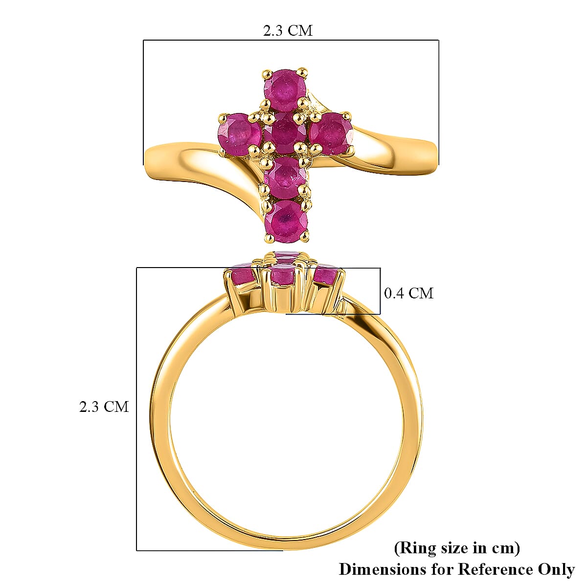 African Ruby Cross Ring in Sterling Silver