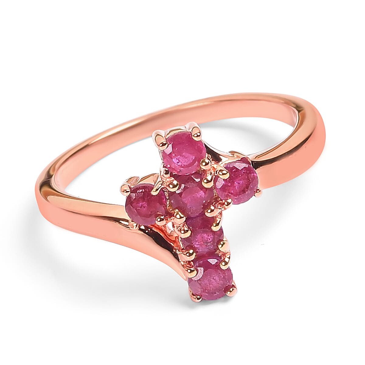 African Ruby Cross Ring in Sterling Silver