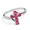 African Ruby Cross Ring in Sterling Silver