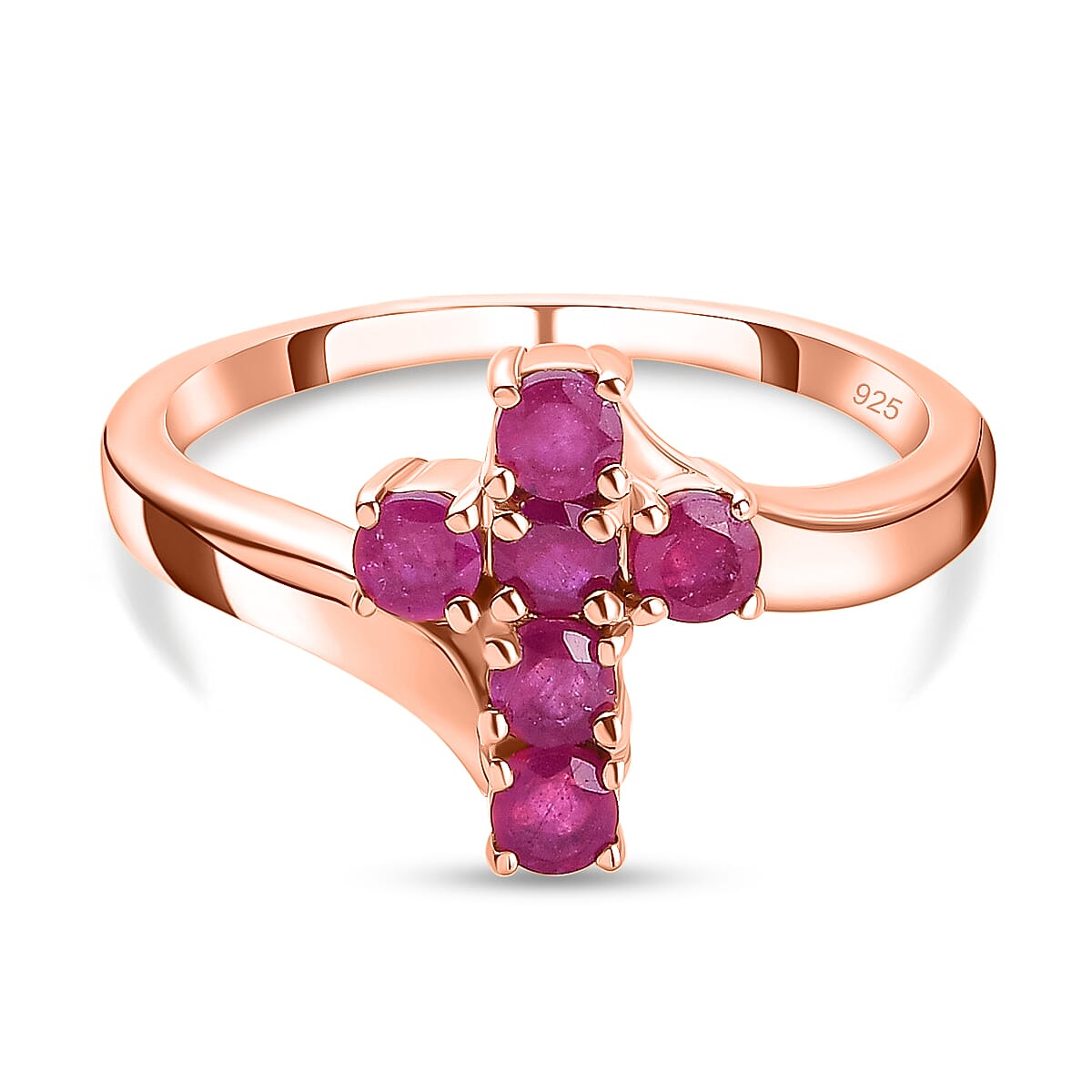 1.15 Ct. Ruby Cross Ring in Sterling Silver - 3718797 - TJC