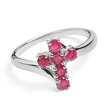 African Ruby (FF) Ring in Platinum Overlay Sterling Silver 1.150 Ct.