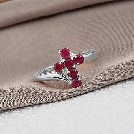 African Ruby (FF) Ring in Platinum Overlay Sterling Silver 1.150 Ct.