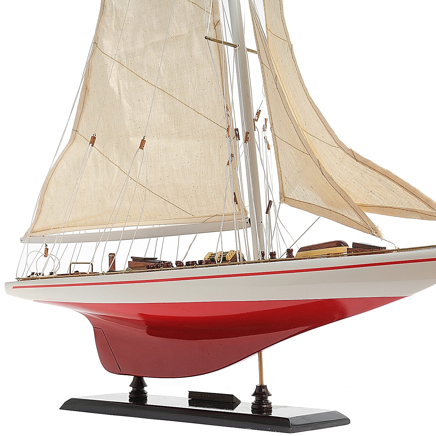 Decorative The Endeavour 1934 Sailboat Model in Red Cedar -  Red and White (Size 61x11.4x80 cm)