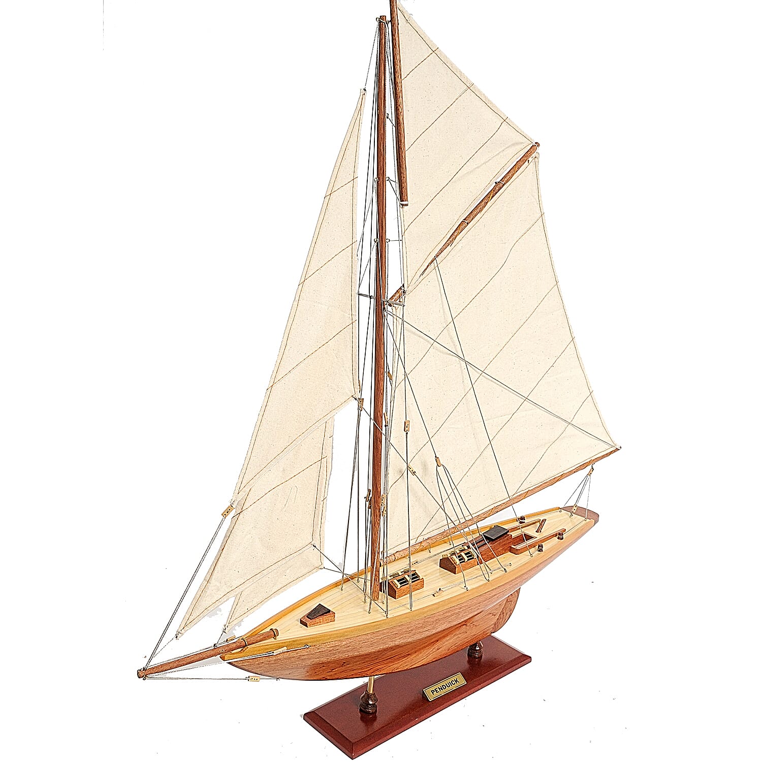 Decorative Pen Duick 1898 Boat Model in Red Cedar (Size 72.4x12.7x80 cm)