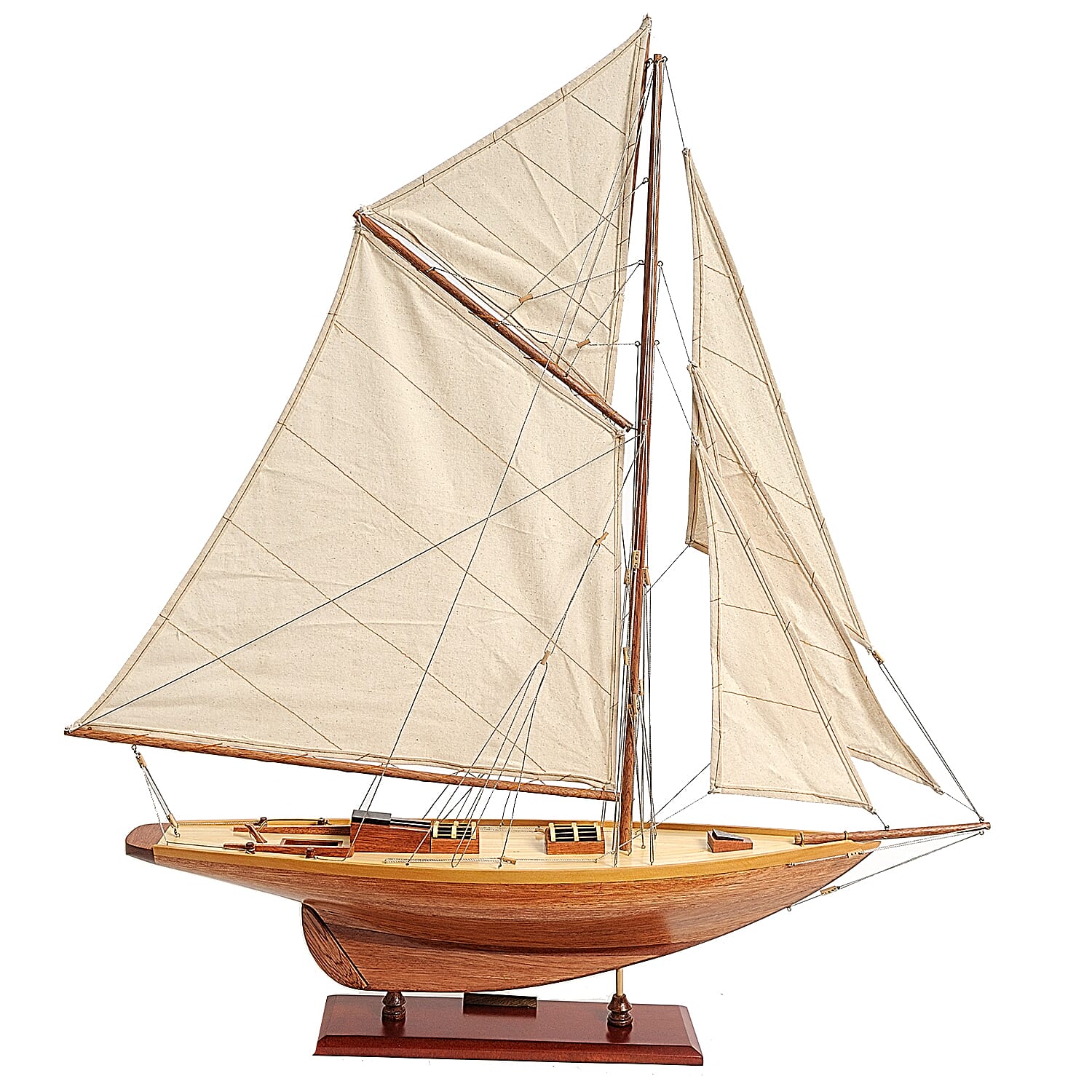 Decorative Pen Duick 1898 Boat Model in Red Cedar (Size 72.4x12.7x80 cm)