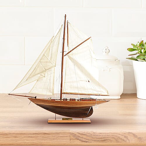 Decorative Wooden Pen Duick 1898 Boat Model (Size 61x11x75 cm)