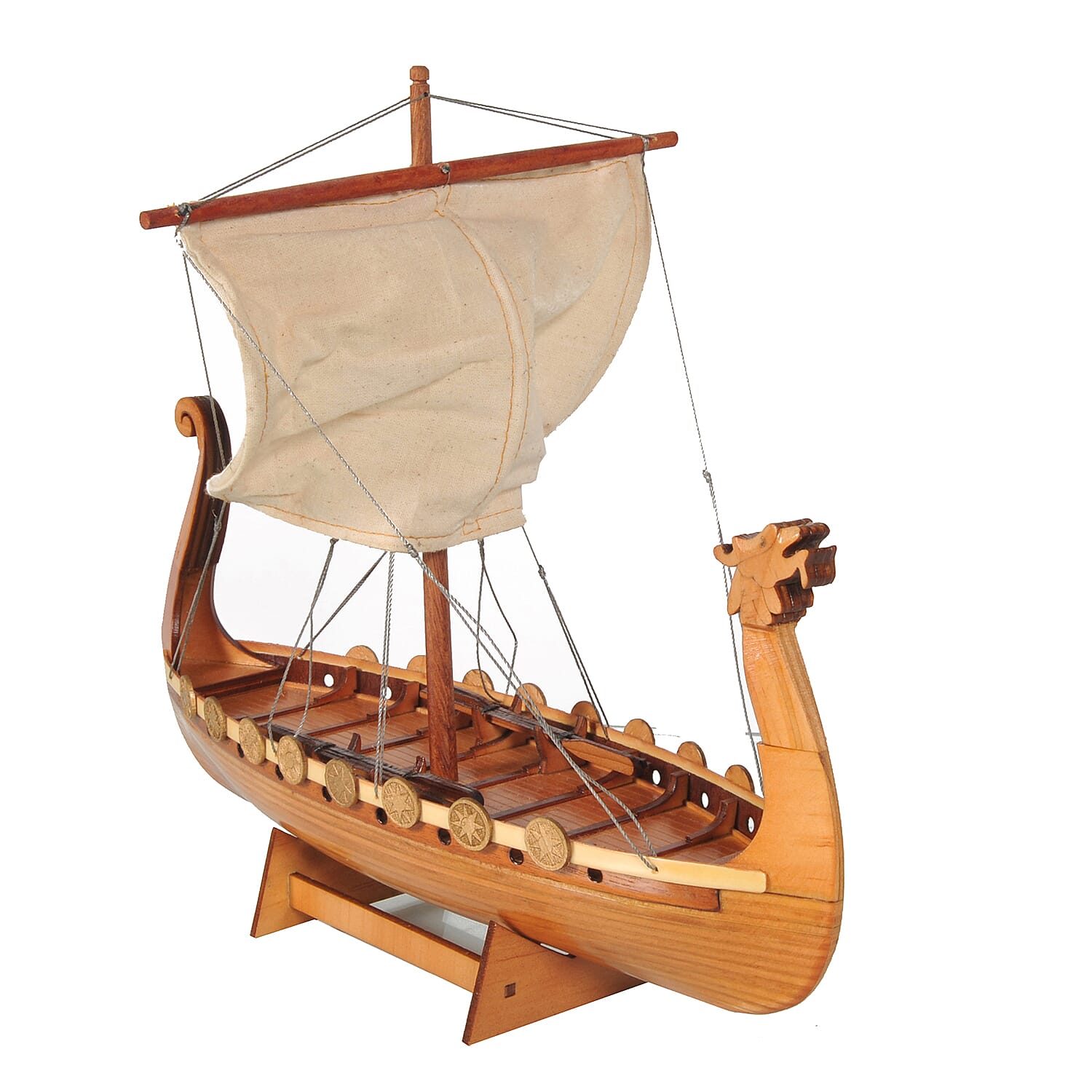 Decorative Wooden Drakkar Viking Long Boat Model  (Size 30x8.5x25cm)