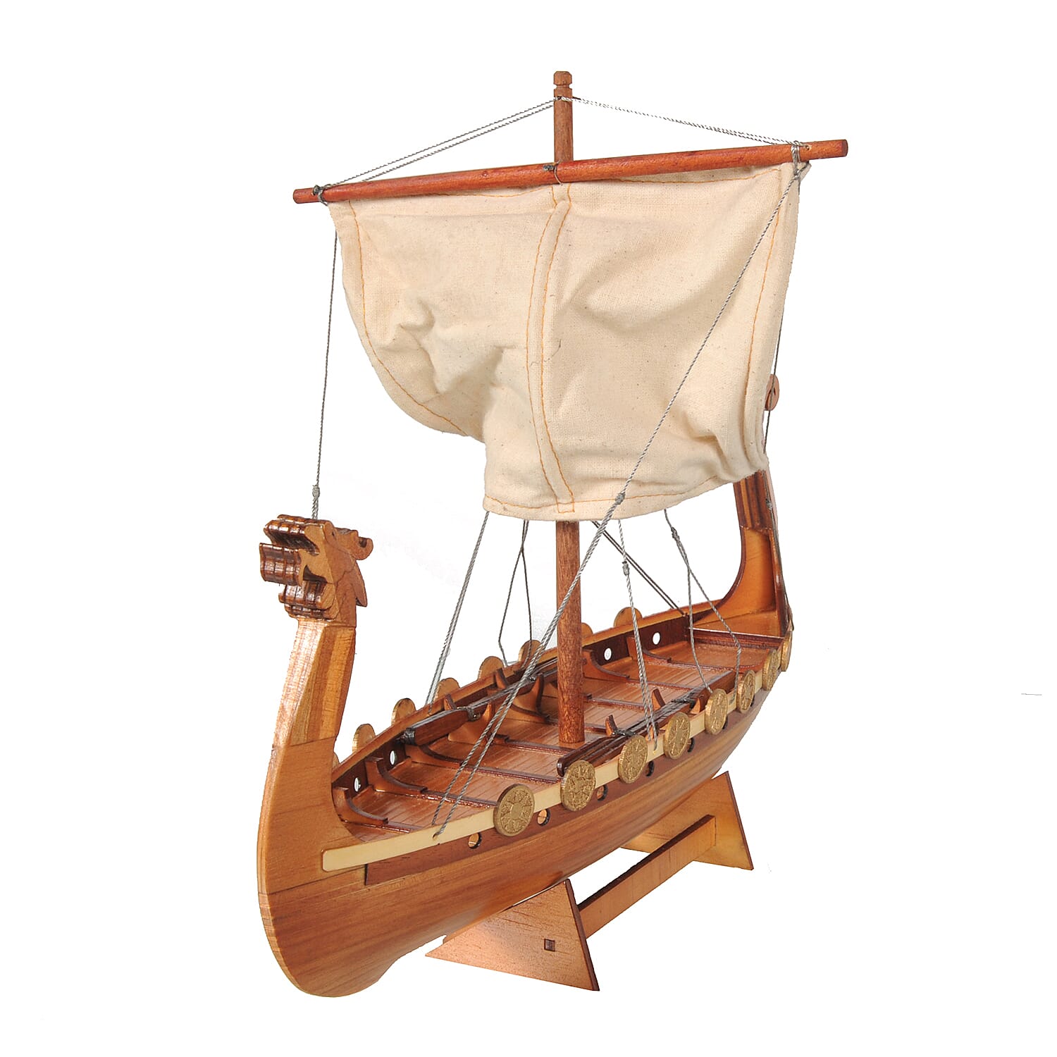 Decorative Wooden Drakkar Viking Long Boat Model  (Size 30x8.5x25cm)