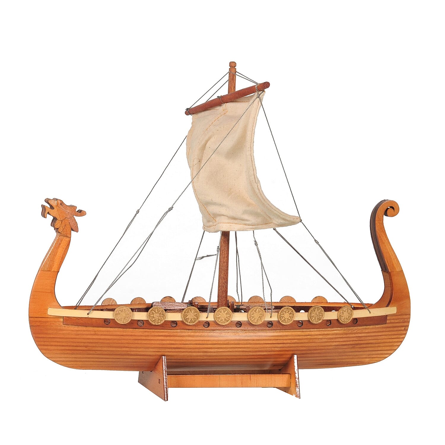 Decorative Wooden Drakkar Viking Long Boat Model  (Size 30x8.5x25cm)