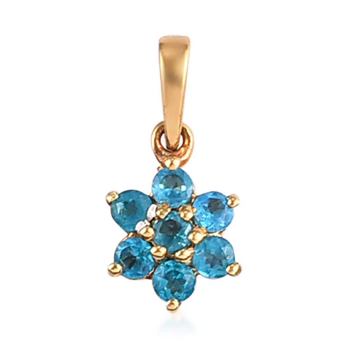 2 Piece Set -  Neon Apatite Floral Pendant and Stud Earrings (with Push Back) in 14K Gold Overlay Sterling Silver 1.00 Ct.