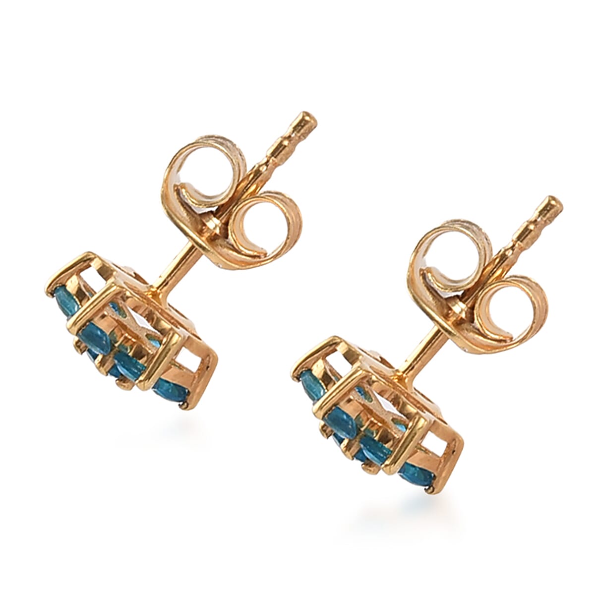 2 Piece Set -  Neon Apatite Floral Pendant and Stud Earrings (with Push Back) in 14K Gold Overlay Sterling Silver 1.00 Ct.