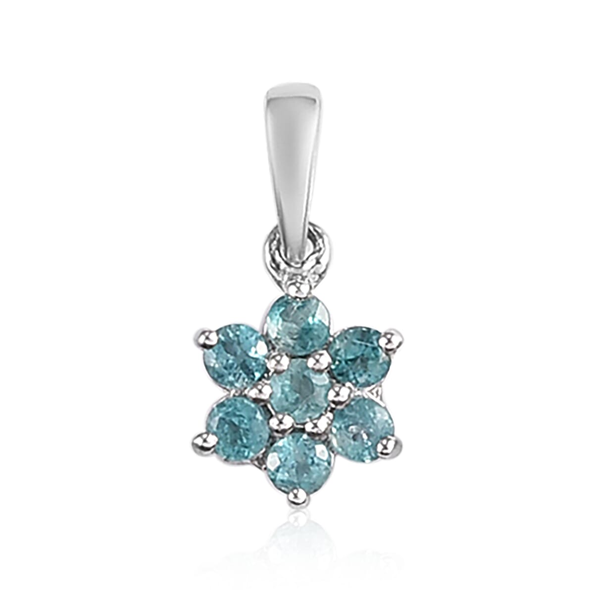 2 Piece Set -  Grandidierite Floral Stud Earrings (with Push Back) and Floral Pendant in Platinum Overlay Sterling Silver 1.00 Ct.