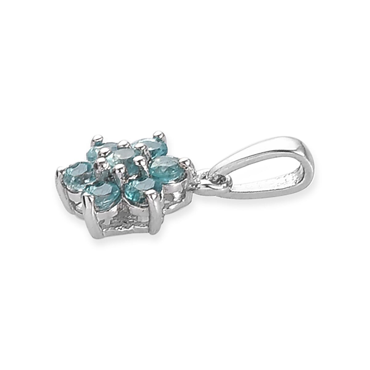 2 Piece Set -  Grandidierite Floral Stud Earrings (with Push Back) and Floral Pendant in Platinum Overlay Sterling Silver 1.00 Ct.
