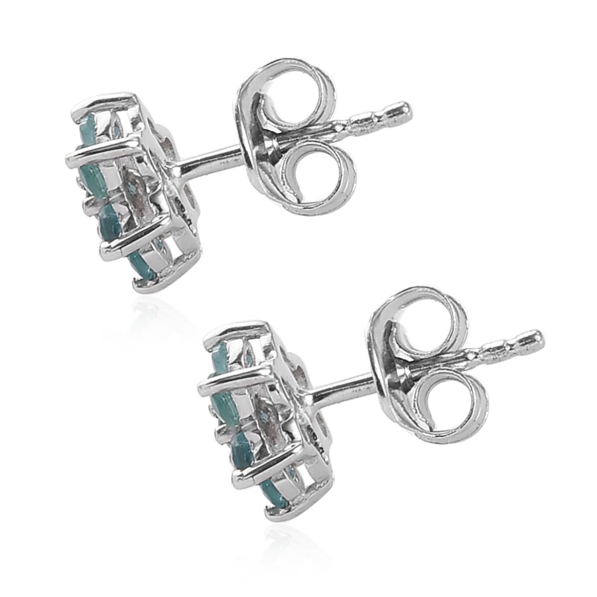2 Piece Set -  Grandidierite Floral Stud Earrings (with Push Back) and Floral Pendant in Platinum Overlay Sterling Silver 1.00 Ct.