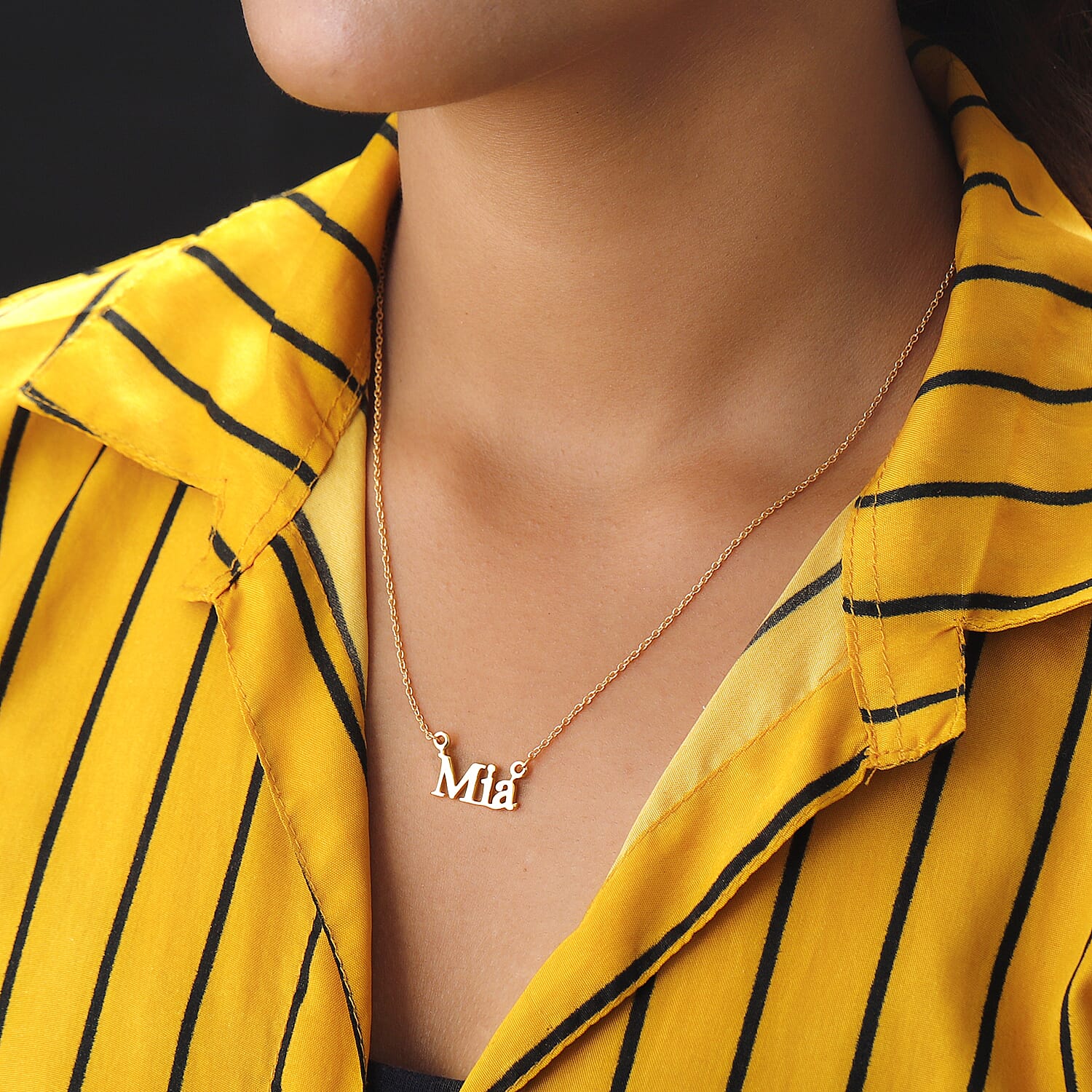 Initial Mia Necklace (Size - 18) in 18K Vermeil Yellow Gold Plated Sterling Silver