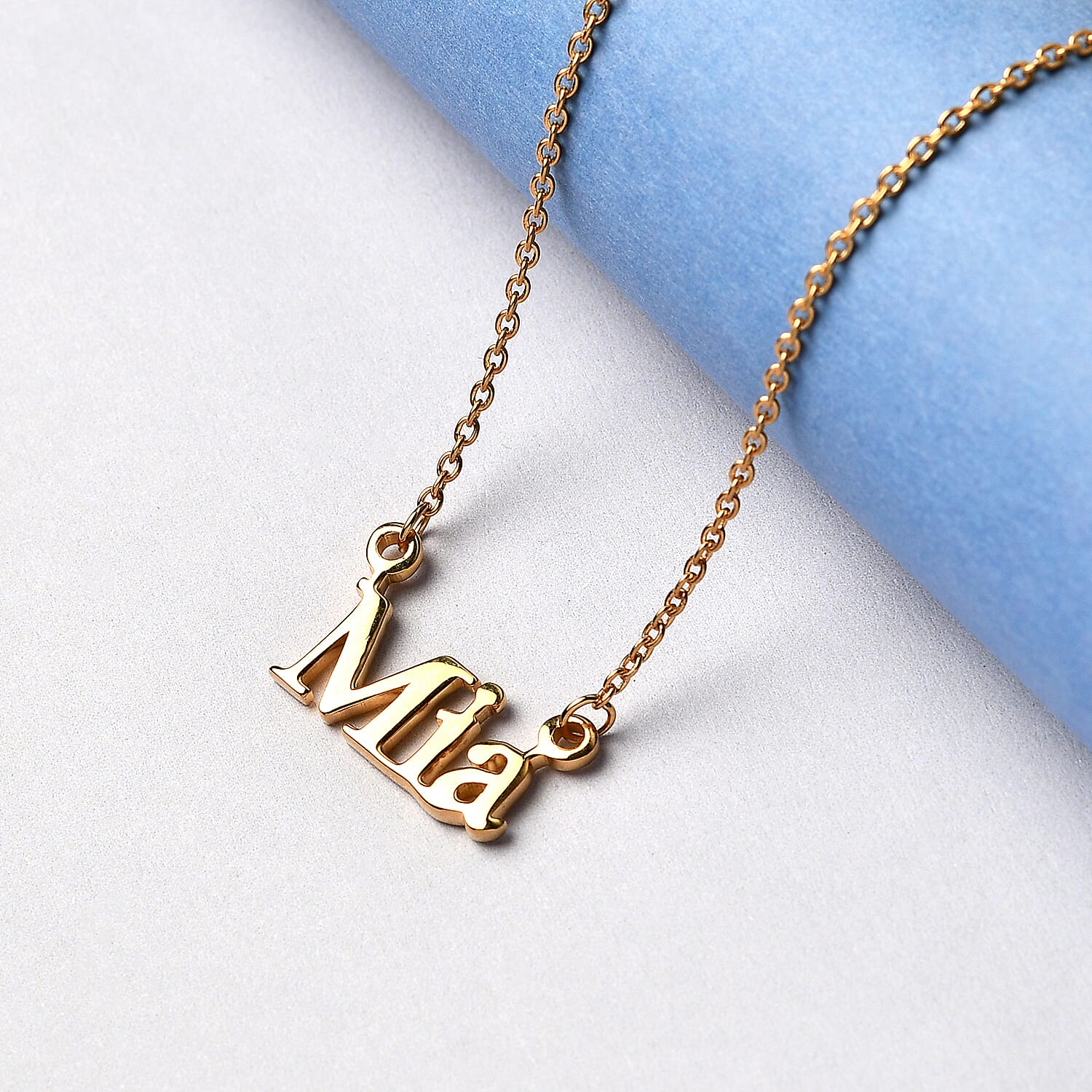 Initial Mia Necklace (Size - 18) in 18K Vermeil Yellow Gold Plated Sterling Silver