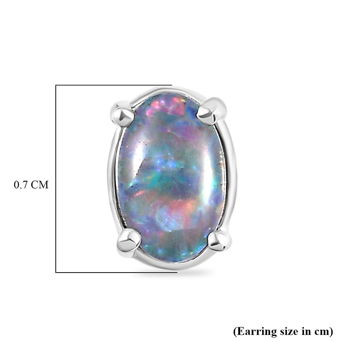 One Time Deal- Australian Boulder Opal Solitaire Stud Earrings (with Push Back) in Sterling Silver