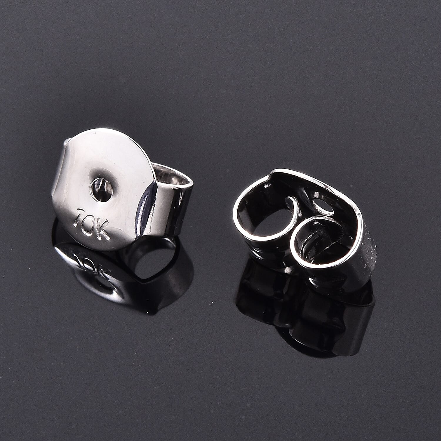 10K White Gold Earrings Push Backs