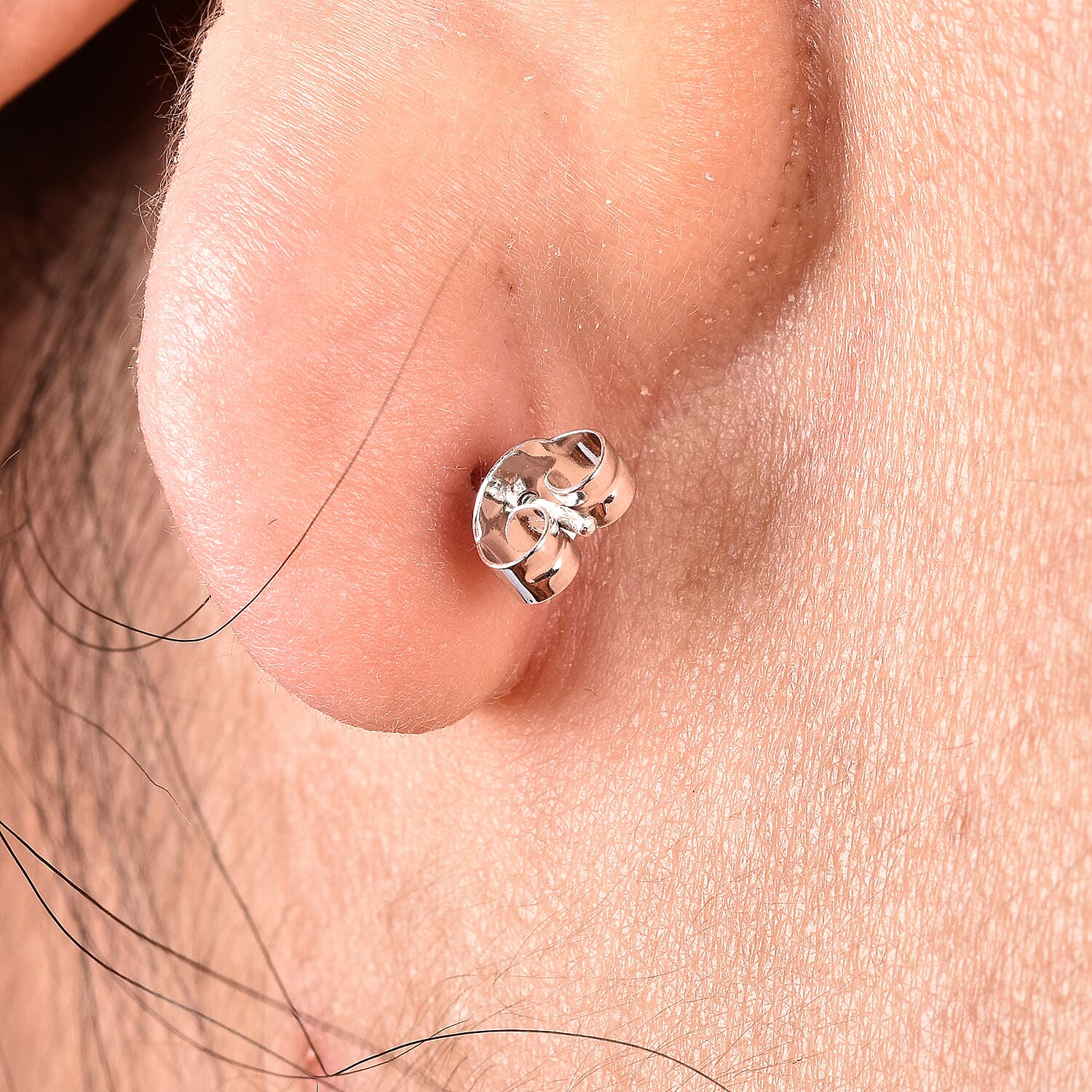 10K White Gold Earrings Push Backs