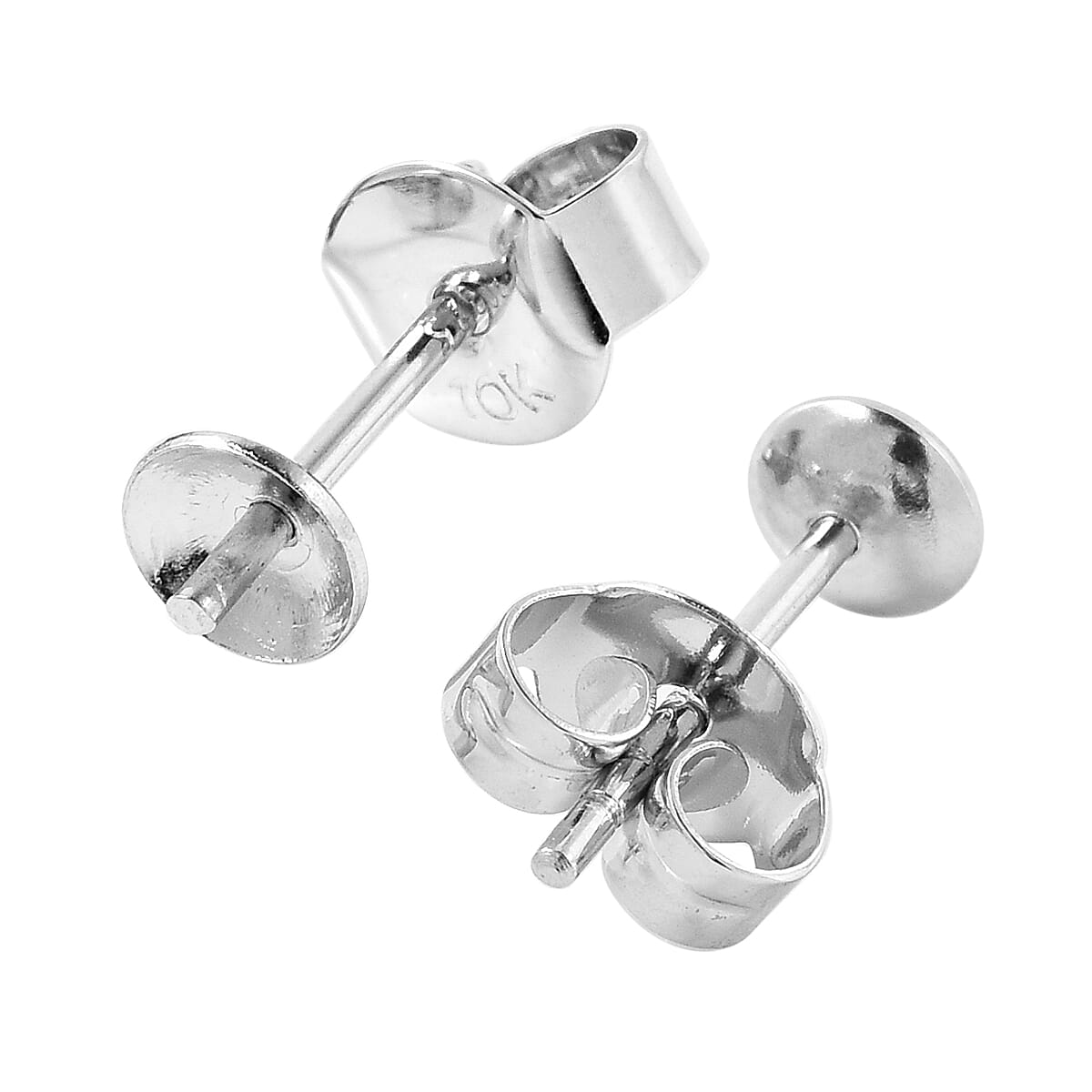 10K White Gold Earrings Push Backs