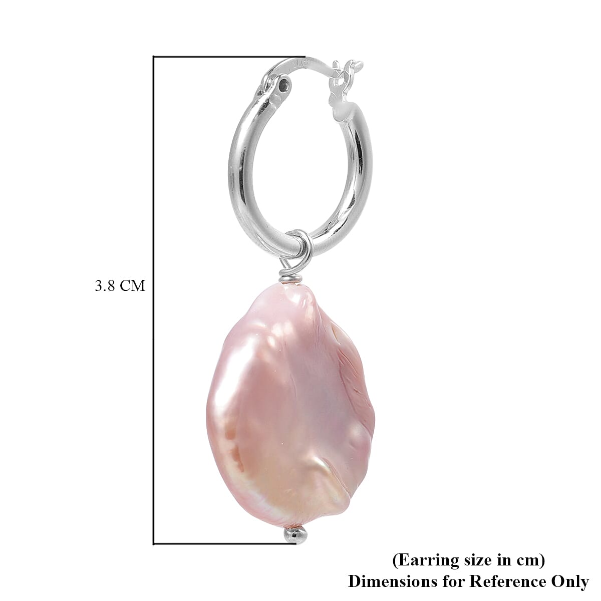 Purple Baroque Pearl Clasp Earrings in Rhodium Overlay Sterling Silver