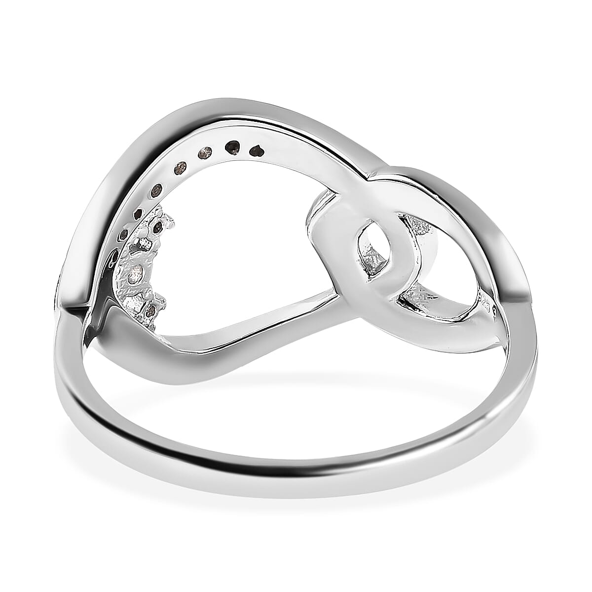 LucyQ Fluid Collection - Moissanite Ring in Rhodium Overlay Sterling Silver