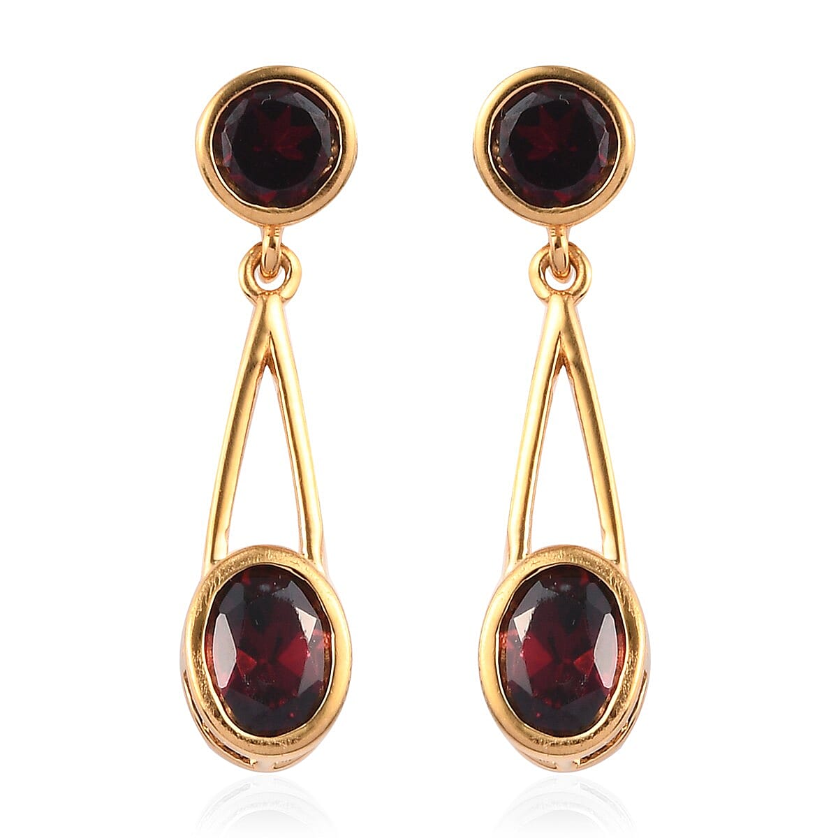 Rhodolite Garnet Earrings (with Push Back) in 14K Gold Overlay Sterling Silver 3.380 Ct.